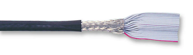3M 3659-14 Ribbon Screened Cable, Round Jacketed Flat, Per M, Black, 14 Core, 28 AWG, 0.072 mm�
