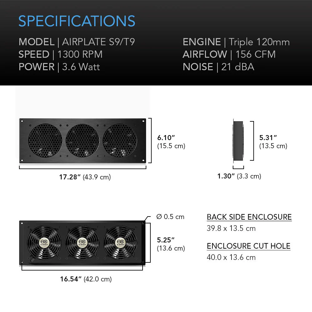 AC Infinity 18" AIRPLATE T9, Home Theater And AV Quiet Cabinet Cooling Fan System - Image 4