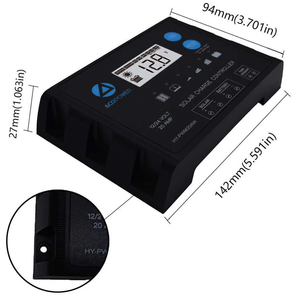 ACOPower Waterproof ProteusX 20A PWM Solar Charge Controller - Image 5