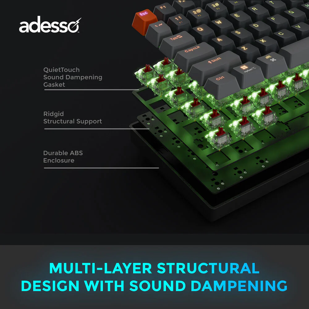 Adesso EasyTouch 1100 Wireless RGB Backlit Mechanical Keyboard - Image 2