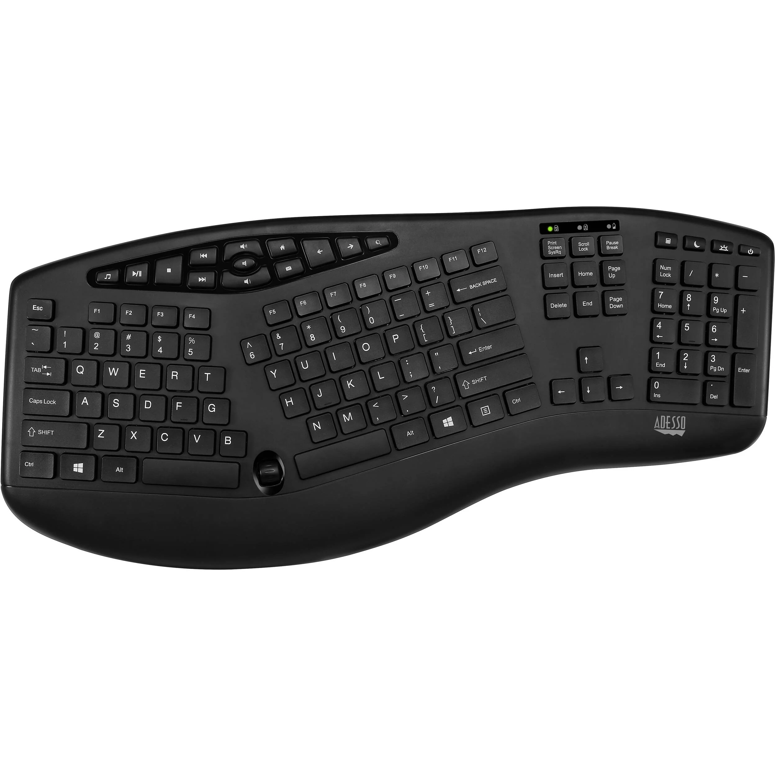 Adesso Trueform Wireless Ergo Keyboard and Optical Mouse (Black) - Image 3