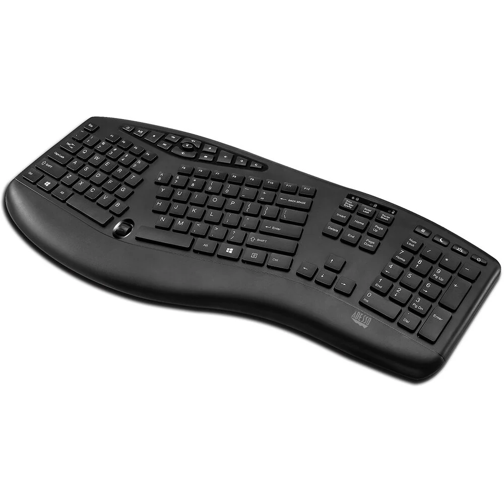 Adesso Trueform Wireless Ergo Keyboard and Optical Mouse (Black) - Image 4
