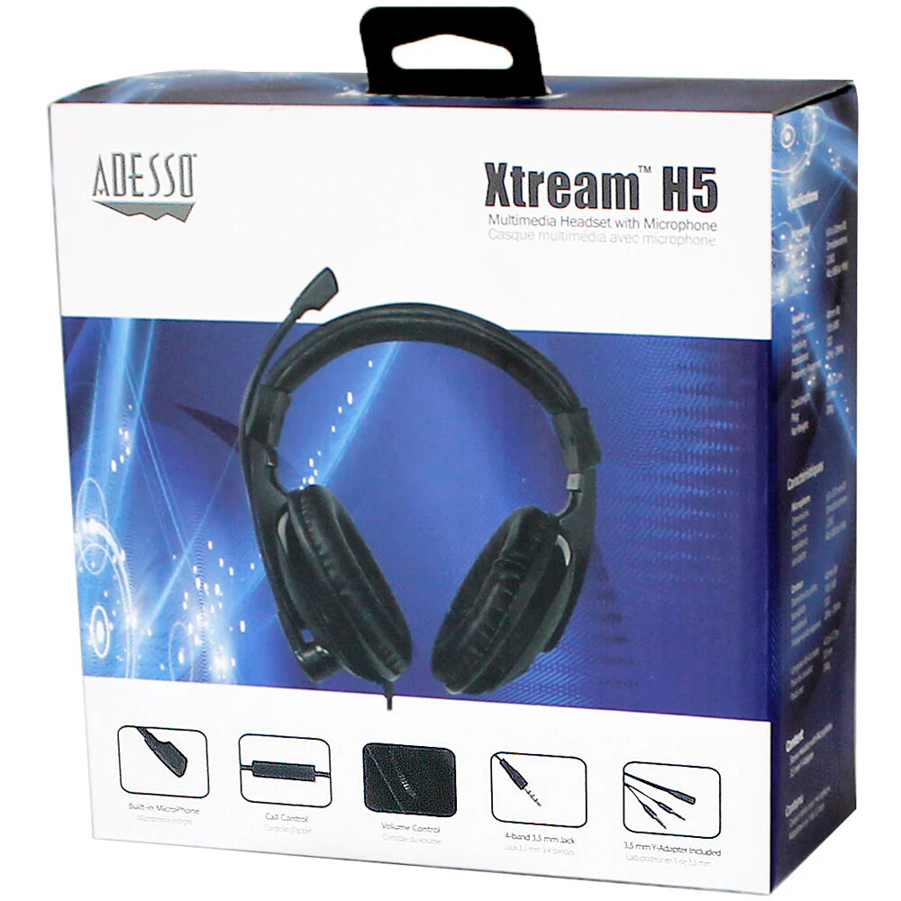 Adesso Xtream H5 Stereo Multimedia Headset (Black) - Image 7
