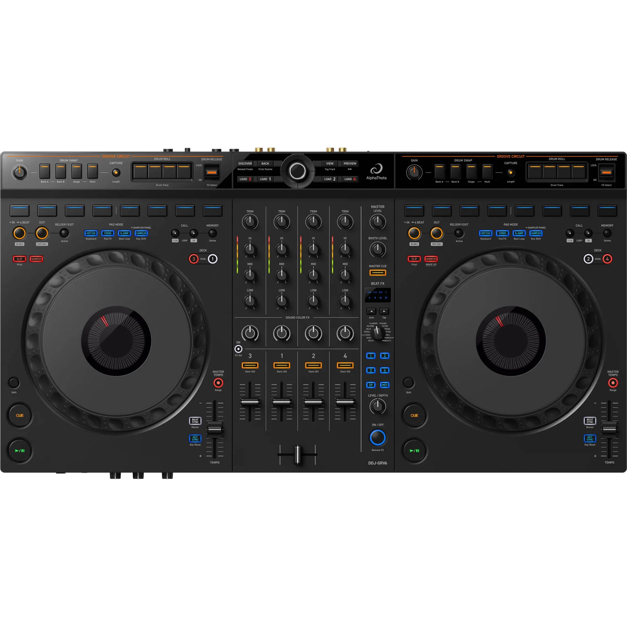 AlphaTheta DDJ-GRV6 4-Channel DJ Controller for rekordbox and Serato DJ Pro - Image 3