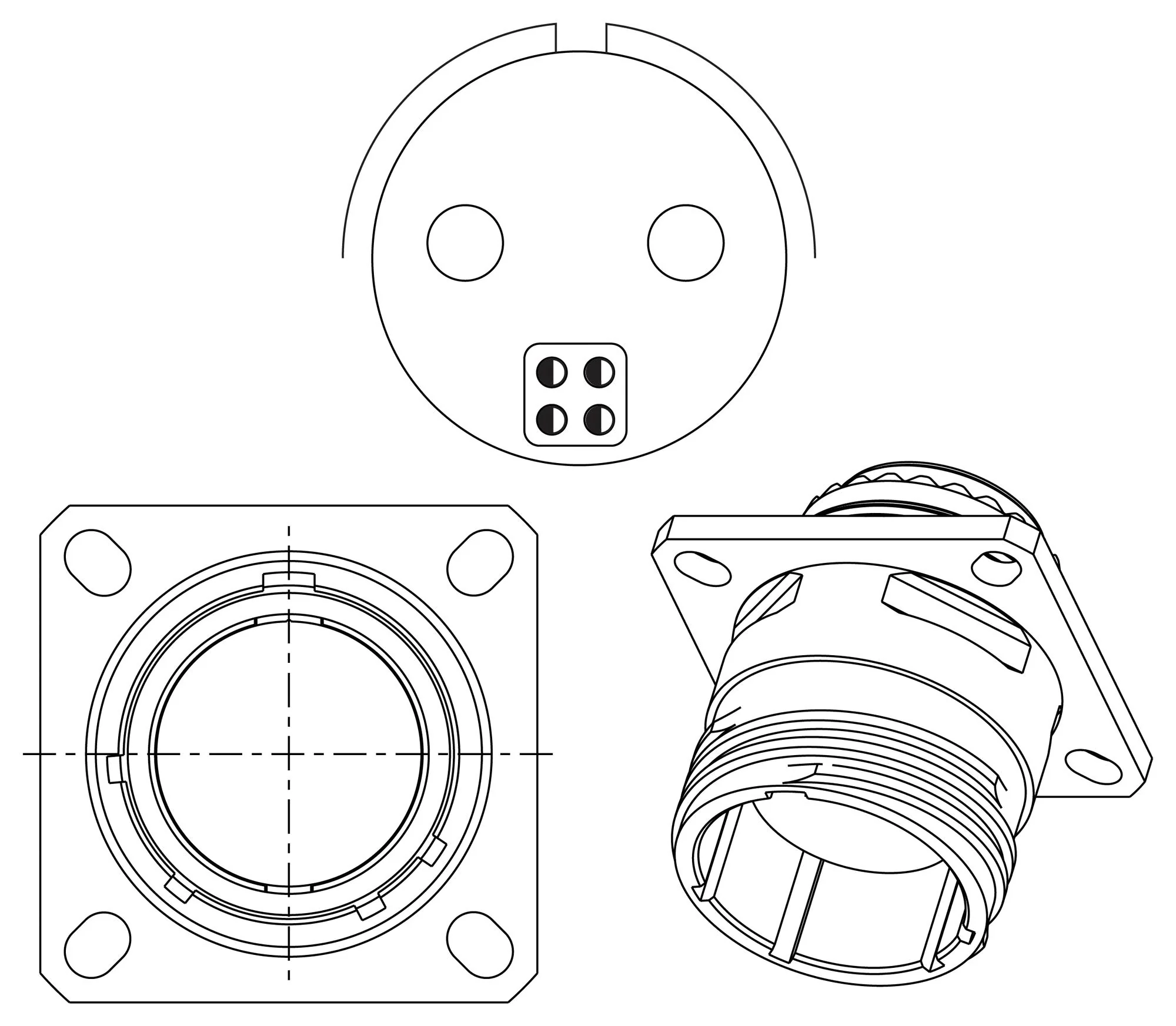 AMPHENOL AEROSPACE HV00RF25-56P MIL SPEC CIR CONN, RCPT, 25-56, WALL MNT - Image 2