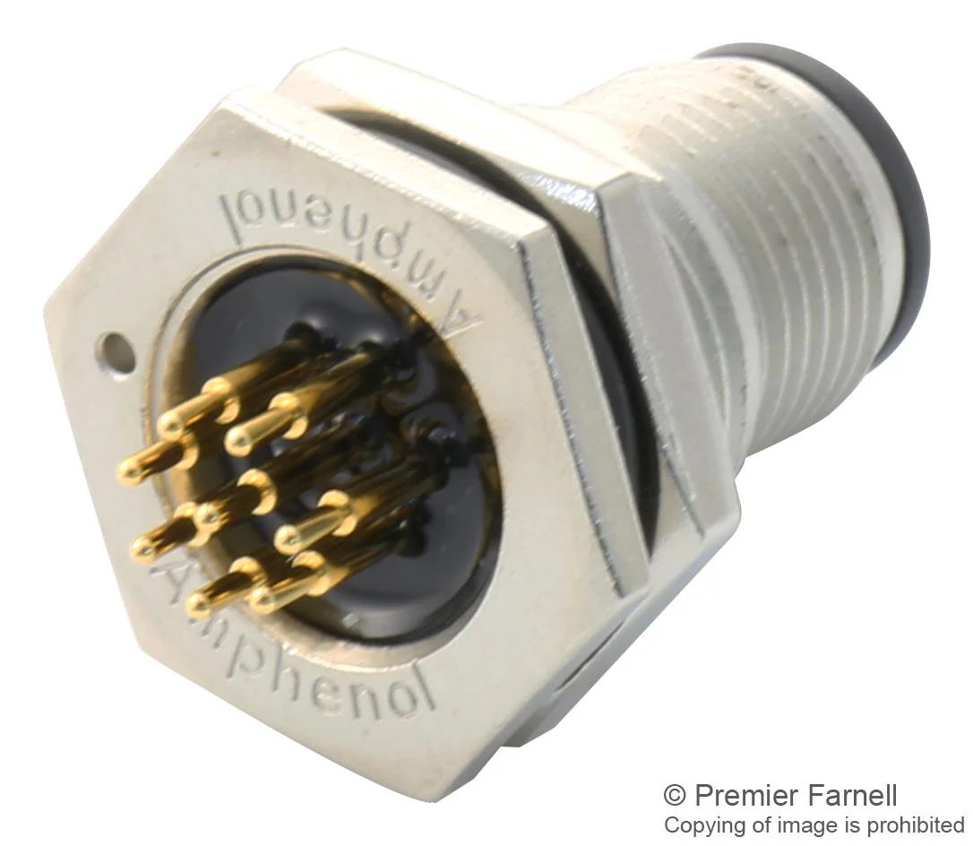 Amphenol LTW M12A-08PMMP-SF8001 Sensor Connector 8 Pole M12 Plug M Series Male Positions PCB Pin - Image 2