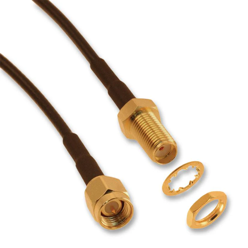 AMPHENOL RF 135110-02-M0.75 RF / Coaxial Cable Assembly, SMA Plug to SMA Bulkhead Jack, RG174/U, 50 ohm, 29.53 ", 750 mm, Black