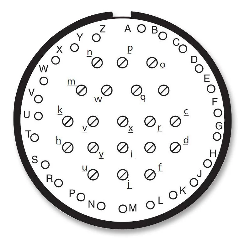 AMPHENOL SOCAPEX D38999/24WJ43BA Circular Connector, MIL-DTL-38999 Series III, DS38999/24 Series, Jam Nut Receptacle, 43 Contacts - Image 2