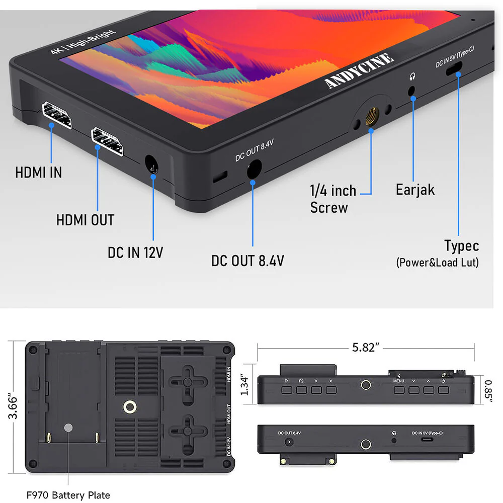ANDYCINE A6 II 5.5" High-Brightness 4K HDMI Touchscreen Monitor - Image 5