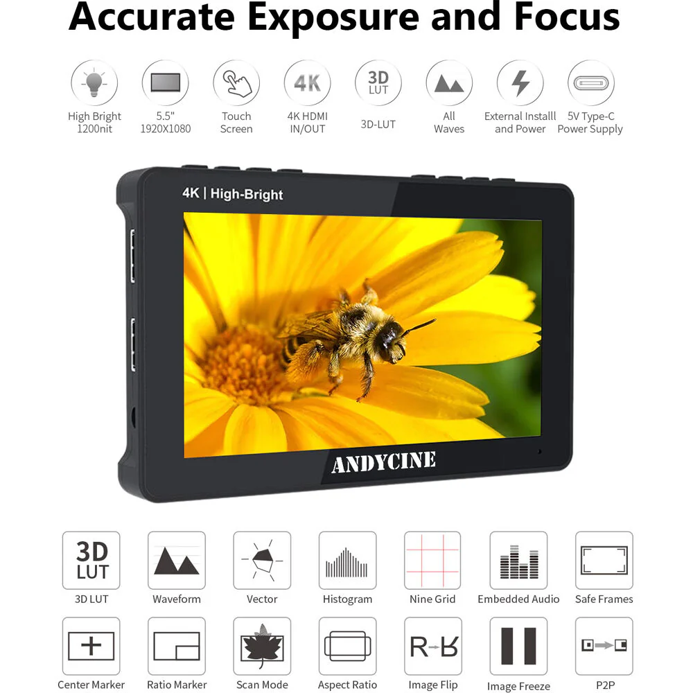 ANDYCINE A6 II 5.5" High-Brightness 4K HDMI Touchscreen Monitor - Image 6