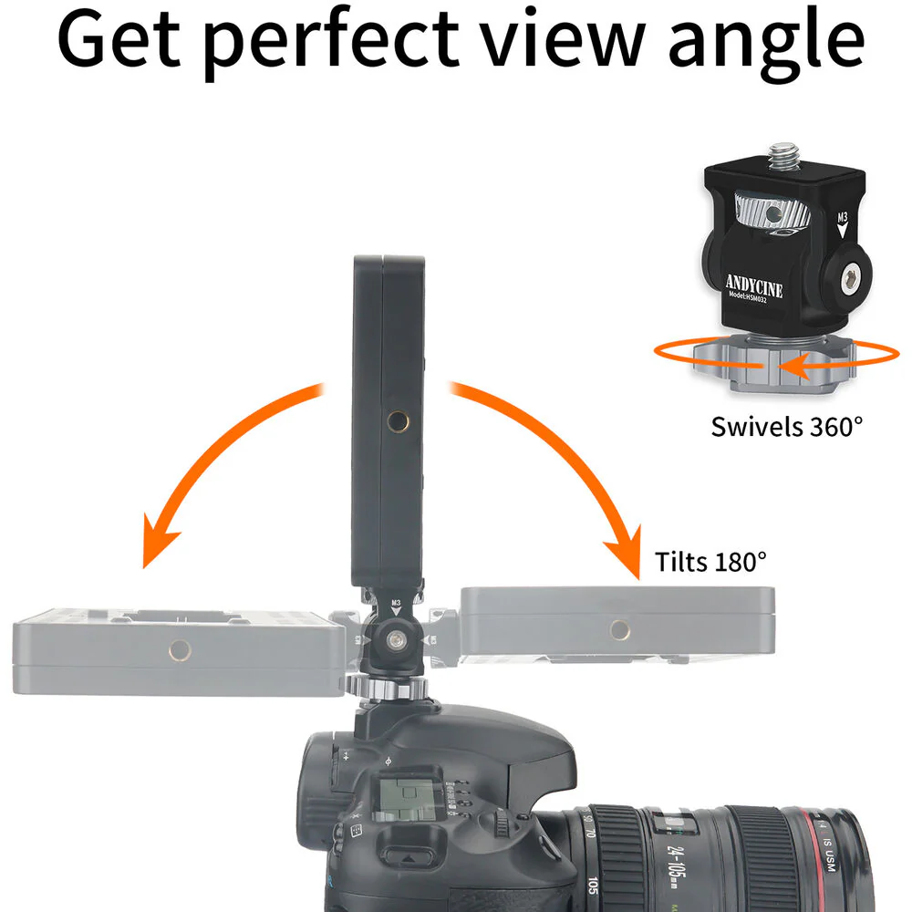 ANDYCINE Field Monitor Mount with Swivel & Tilt Adjustment for 5 or 7" Monitor - Image 4