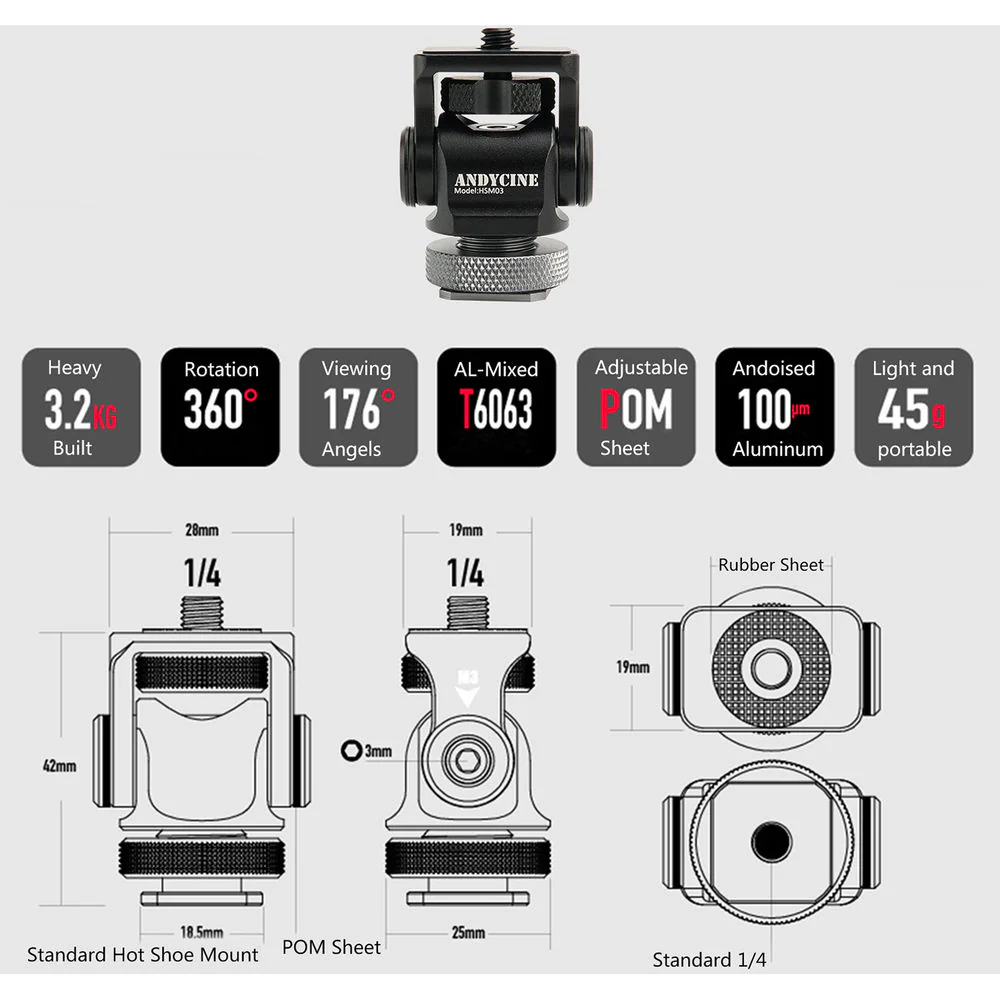 ANDYCINE Mini Shoe Mount Monitor Mount - Image 11