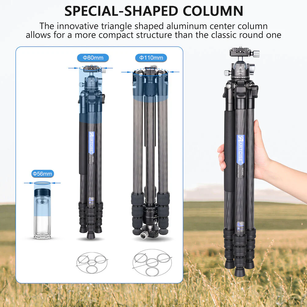 ARTCISE NS30C Compact Carbon Fiber Tripod with NB34 Ball Head - Image 6