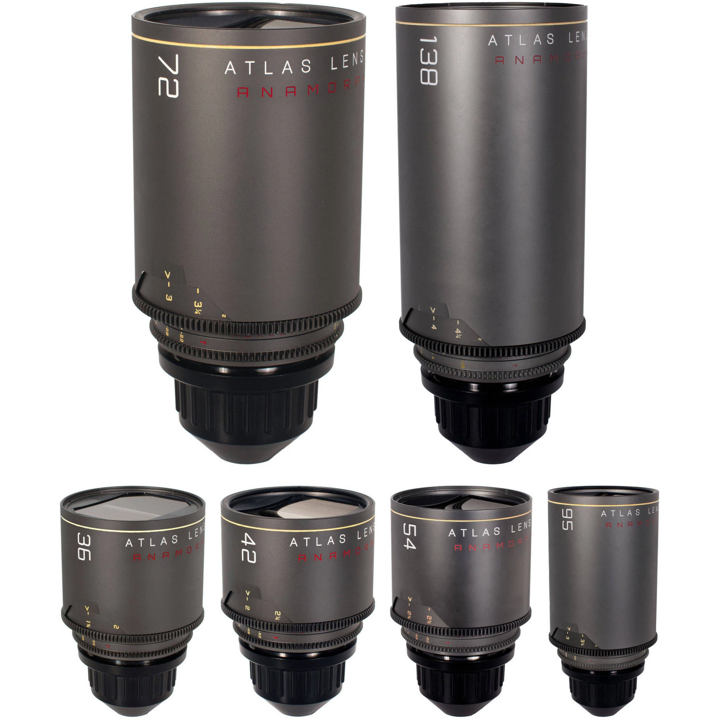 Atlas Lens Co. Mercury T2.2 1.5x Anamorphic Prime 6-Lens Set (PL Mount, Feet)