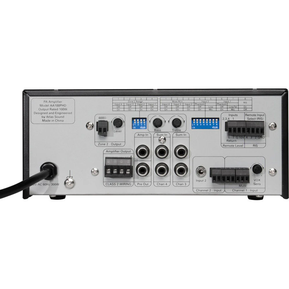 Atlas Sound AA100PHD 4-Input 100W BGM Mixer Amplifier - Image 3