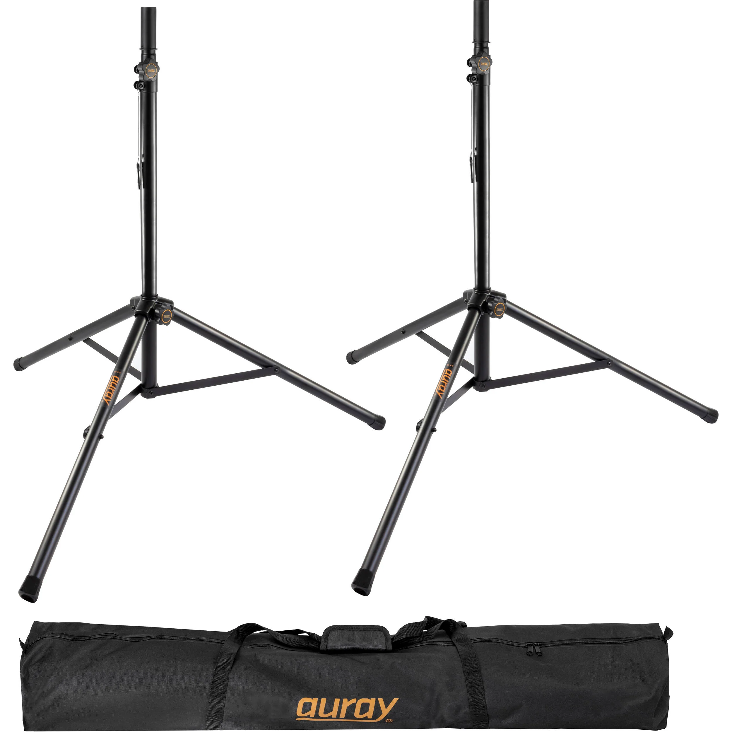 Auray SS-47S-PB Deluxe Height-Adjustable Steel Speaker Stands with Tripod Base and Carrying Case - Image 3