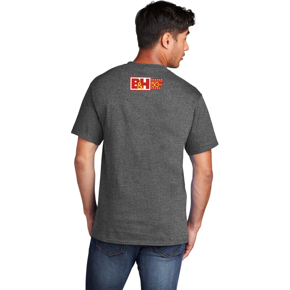 B&H Photo Video Commemorative T-Shirt with Mode Dial & B&H Logo Graphics (Dark Heather Gray, XL, Special 50th Anniversary Edition) - Image 2