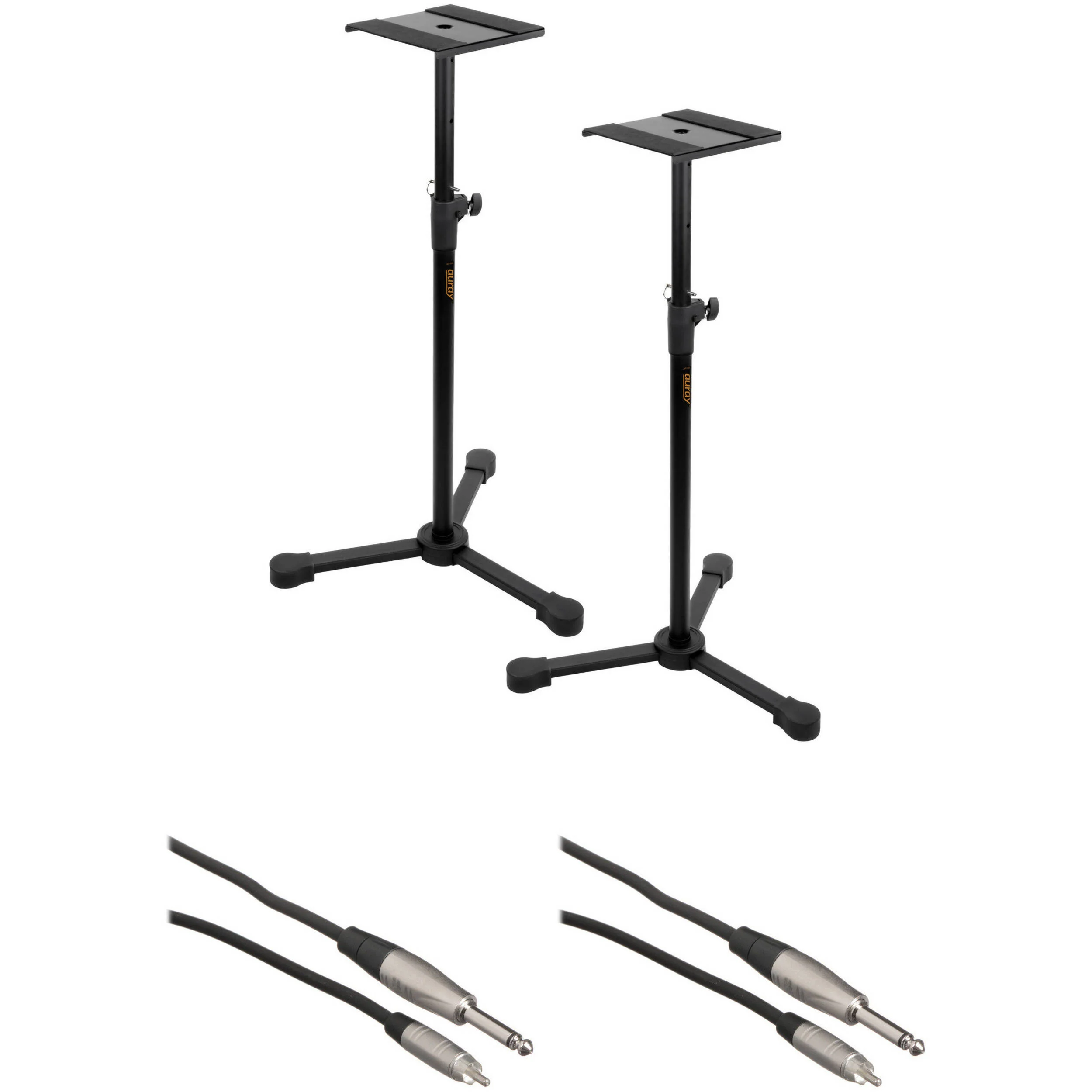 B&H Photo Video Studio Monitor Stands Kit with 1/4" TS to RCA Cables