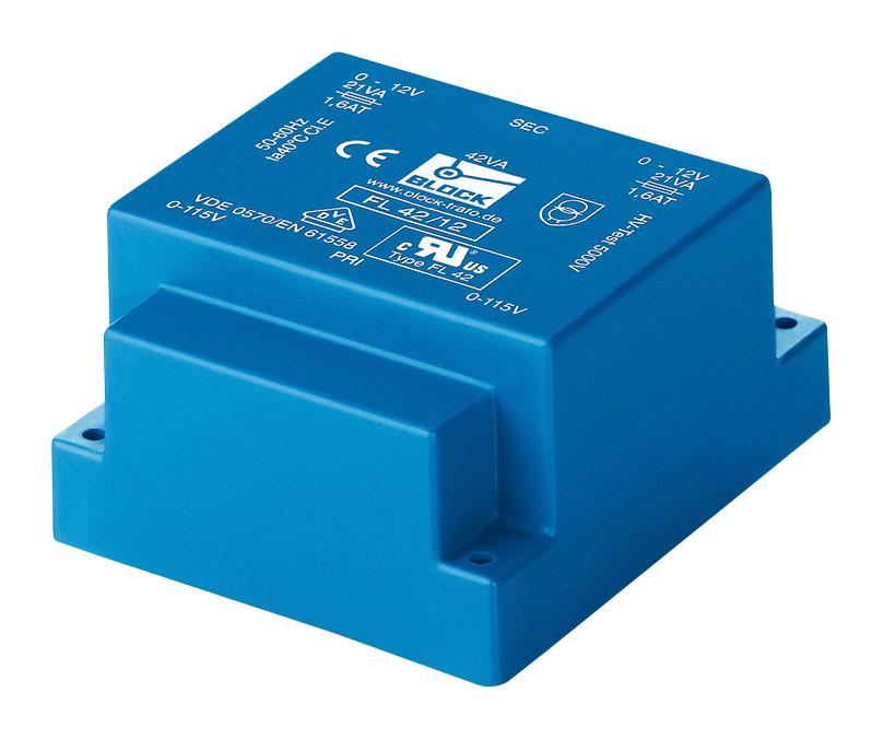 Block FL42/24 PCB Transformer UI 48 x 17 Encapsulated Safety Isolating 2 115V 24V 42 VA 50Hz / 60Hz