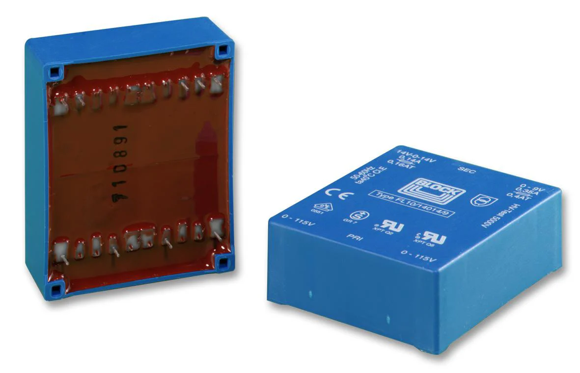 BLOCK FL6/6 Isolation Transformer, UI 30 x 10.5, 6 VA, 2 x 115V, 2 x 6V, 600 mA, FL Series