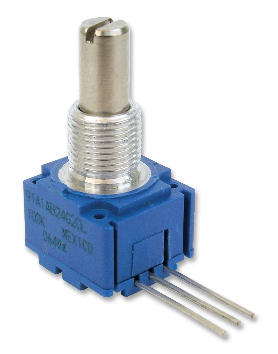 BOURNS 91A1A-B28-A15L Rotary Potentiometer, Cermet, 10 kohm, 500 mW, ± 10%, 91 Series, 1 Turns, Linear