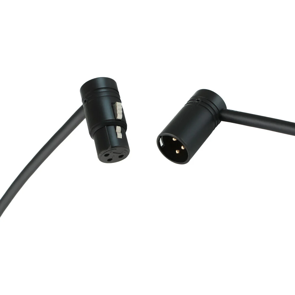 Cable Techniques Low-Profile Right-Angle XLR Female to Low-Profile Right-Angle XLR Male Stage & Studio Mic Cable (Black Caps, 3') - Image 2