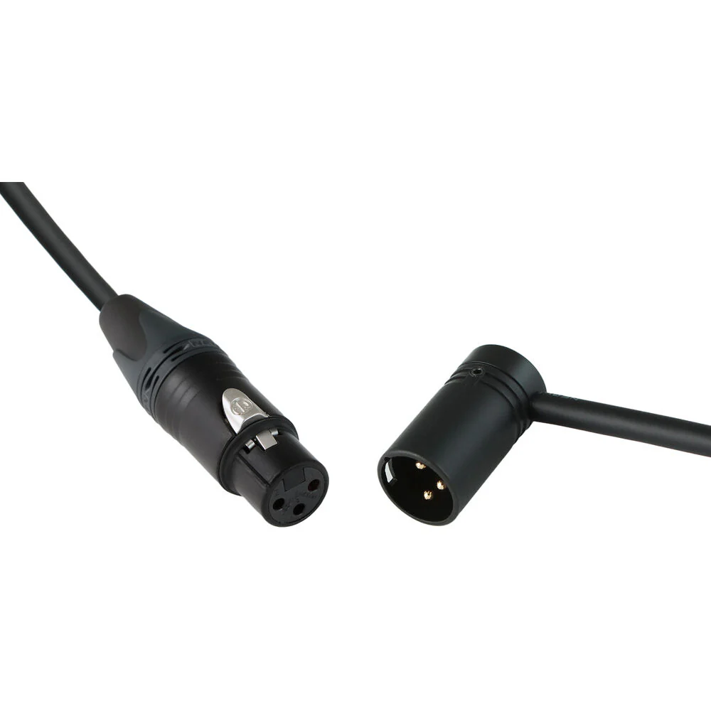 Cable Techniques Straight XLR Female to Low-Profile Right-Angle XLR Male Stage & Studio Mic Cable (Black Ring/Cap, 3') - Image 2