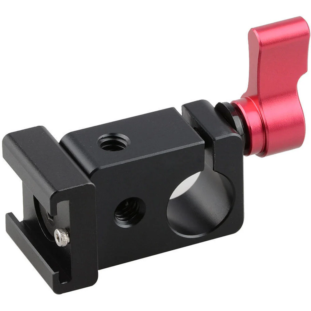 CAMVATE 15mm Rod Clamp with Cold Shoe Base (Red Lever) - Image 2