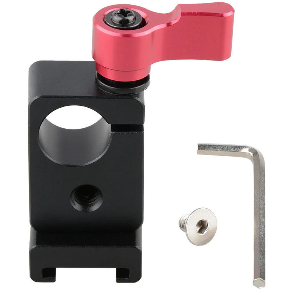 CAMVATE 15mm Rod Clamp with Cold Shoe Base (Red Lever) - Image 3