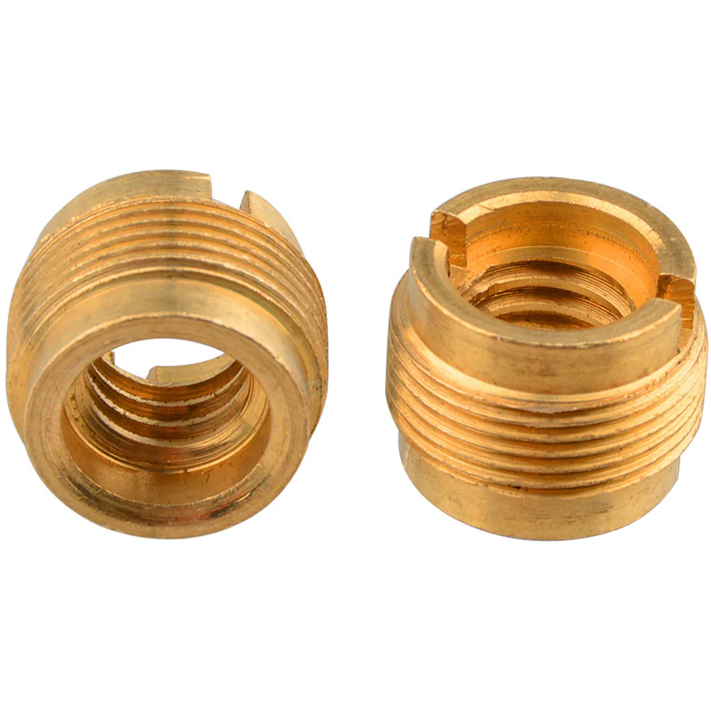 CAMVATE 3/8"-16 Female to 5/8"-27 Male Thread Adapter for Microphone Mounts & Stands (Gold Brass, 2-Pack) - Image 2