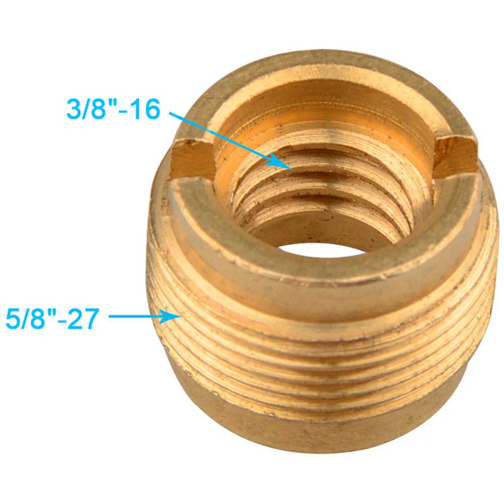 CAMVATE 3/8"-16 Female to 5/8"-27 Male Thread Adapter for Microphone Mounts & Stands (Gold Brass, 2-Pack) - Image 3