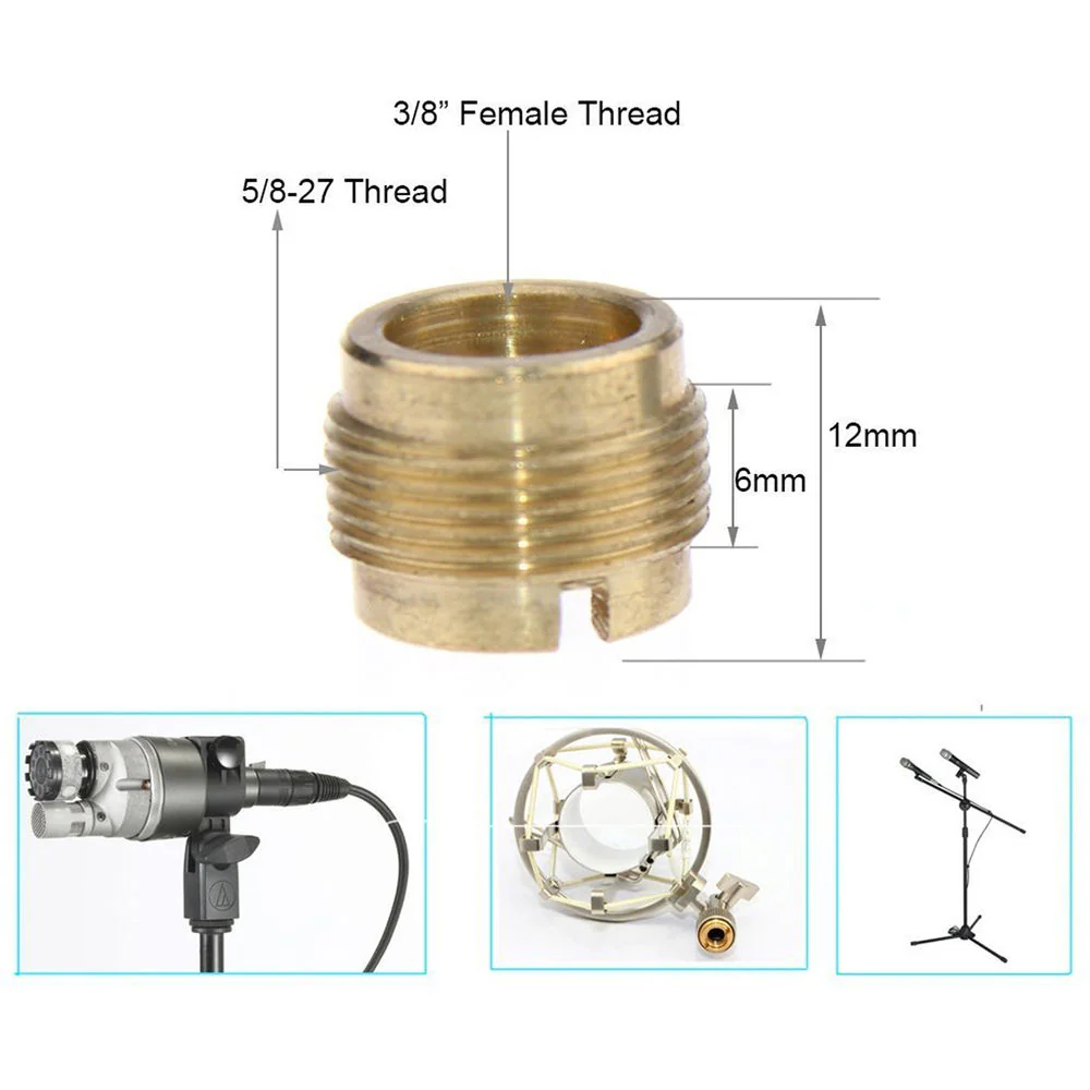 CAMVATE 3/8"-16 Female to 5/8"-27 Male Thread Adapter for Microphone Mounts & Stands (Gold Brass, 2-Pack) - Image 5