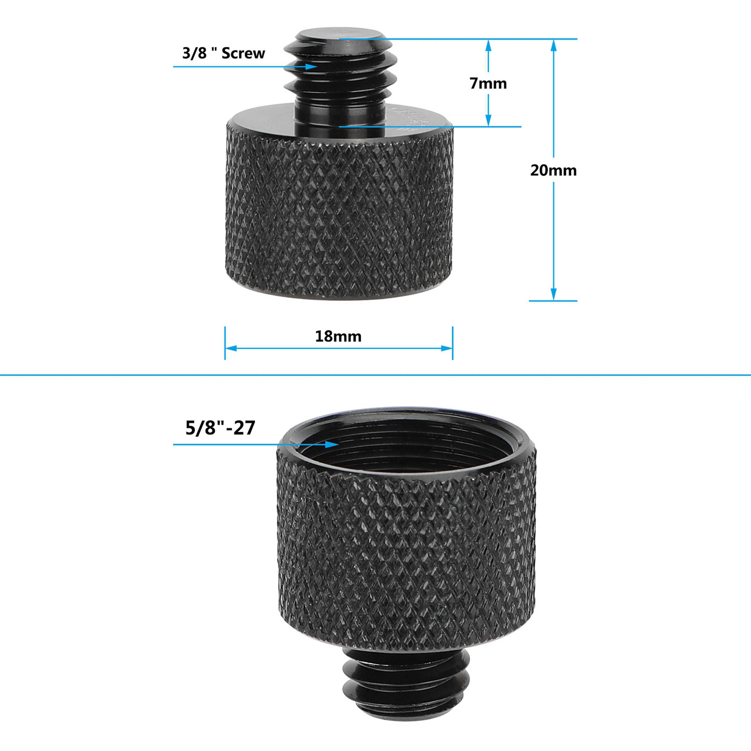 CAMVATE 5/8"-27 Female to 3/8"-16 Male Mic Stand Thread Adapter (2-Pack) - Image 5