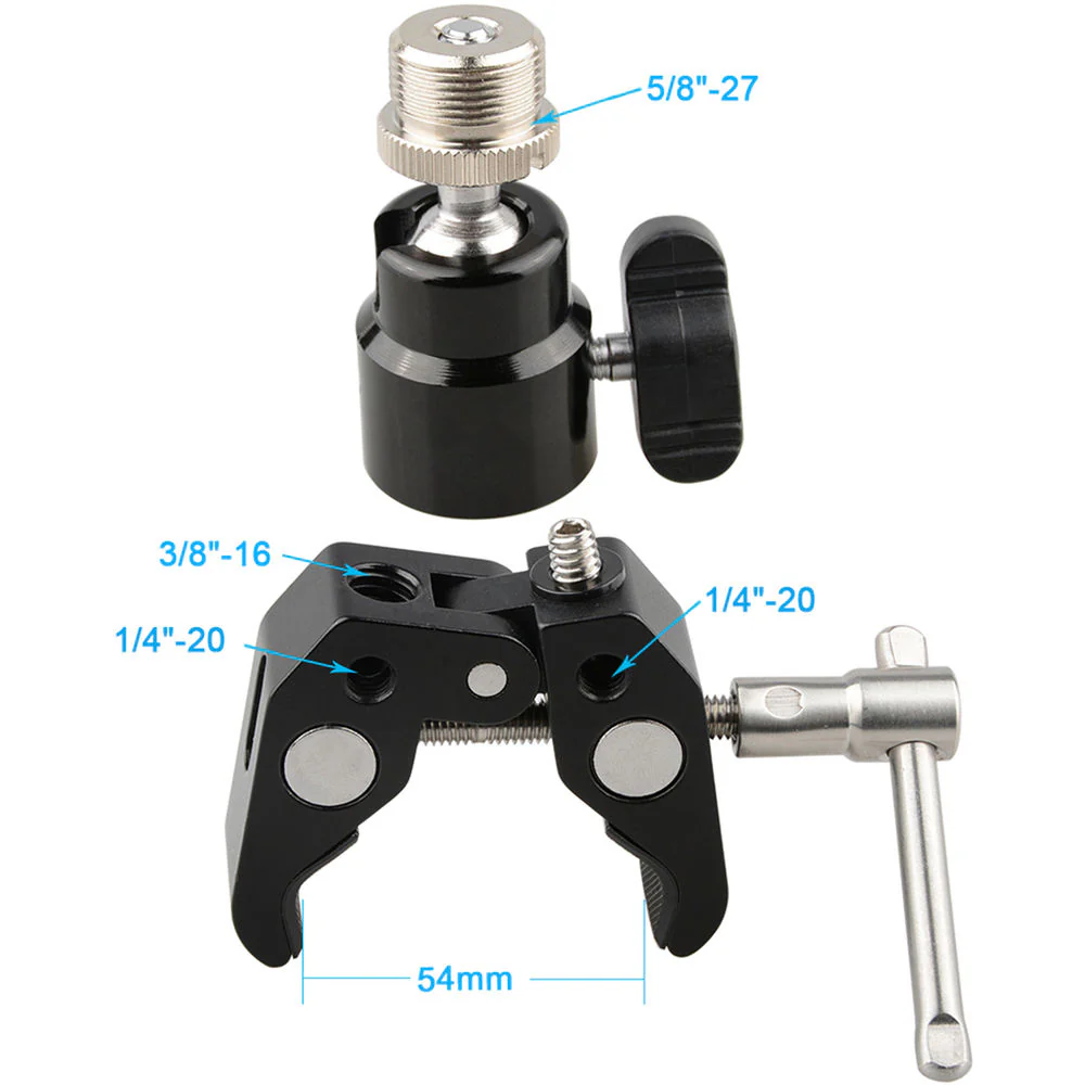 CAMVATE Crab Clamp with 5/8"-27 Ball Head Mount for Microphone - Image 7