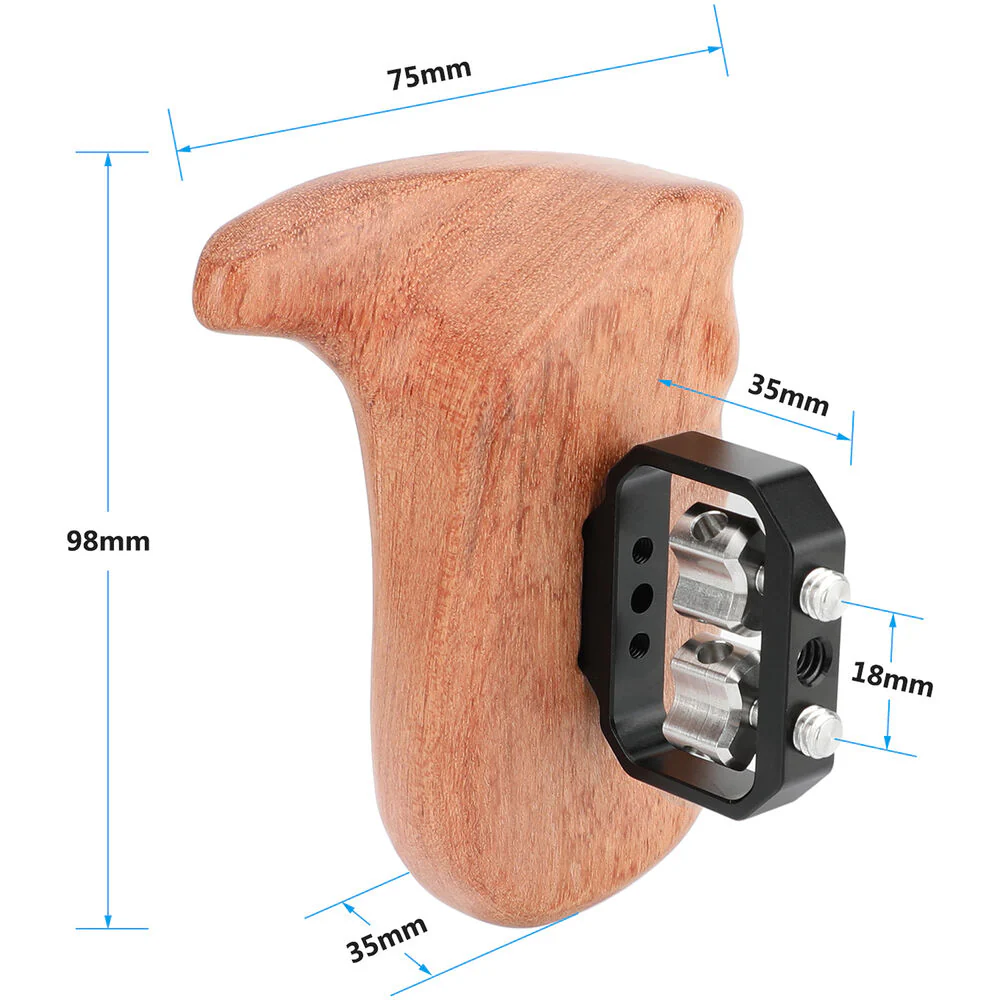 CAMVATE Large Wooden Handgrip with 1/4"-20 Thumbscrews (Left Side) - Image 6