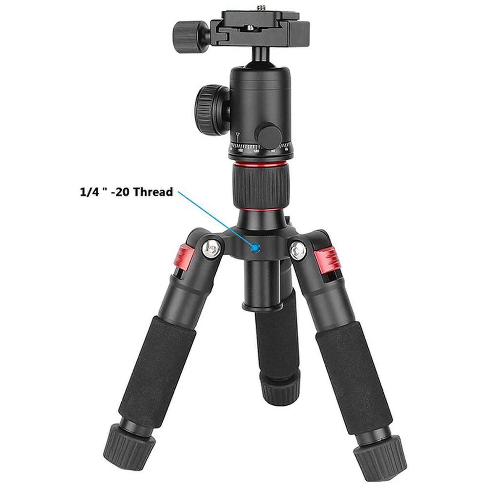 CAMVATE Mini Tabletop Aluminum Tripod with Arca-Type Ball Head (Black with Red Accents) - Image 3