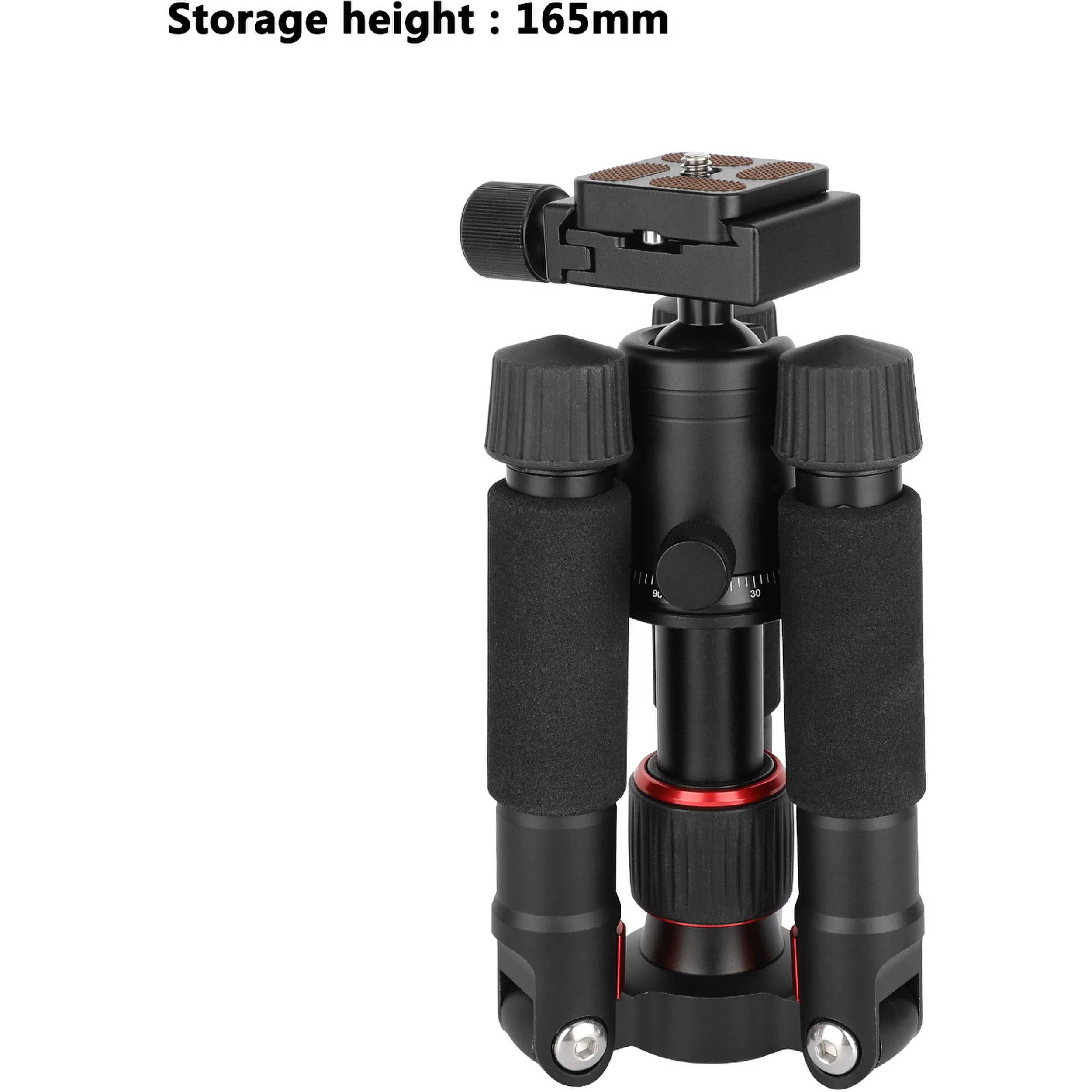 CAMVATE Mini Tabletop Aluminum Tripod with Arca-Type Ball Head (Black with Red Accents) - Image 4