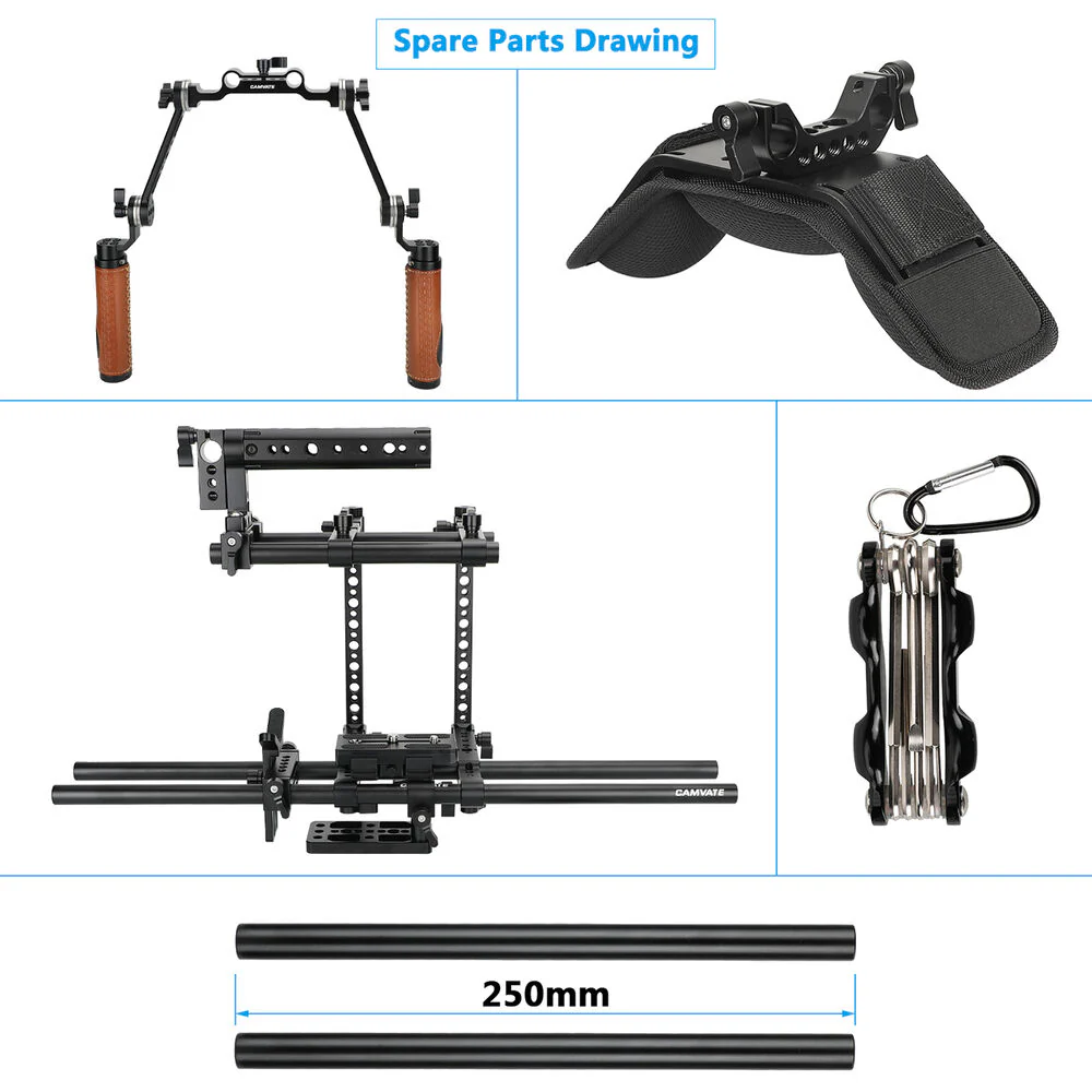 CAMVATE Pro Shoulder Rig Bundle with Adjustable Half Camera Cage - Image 6