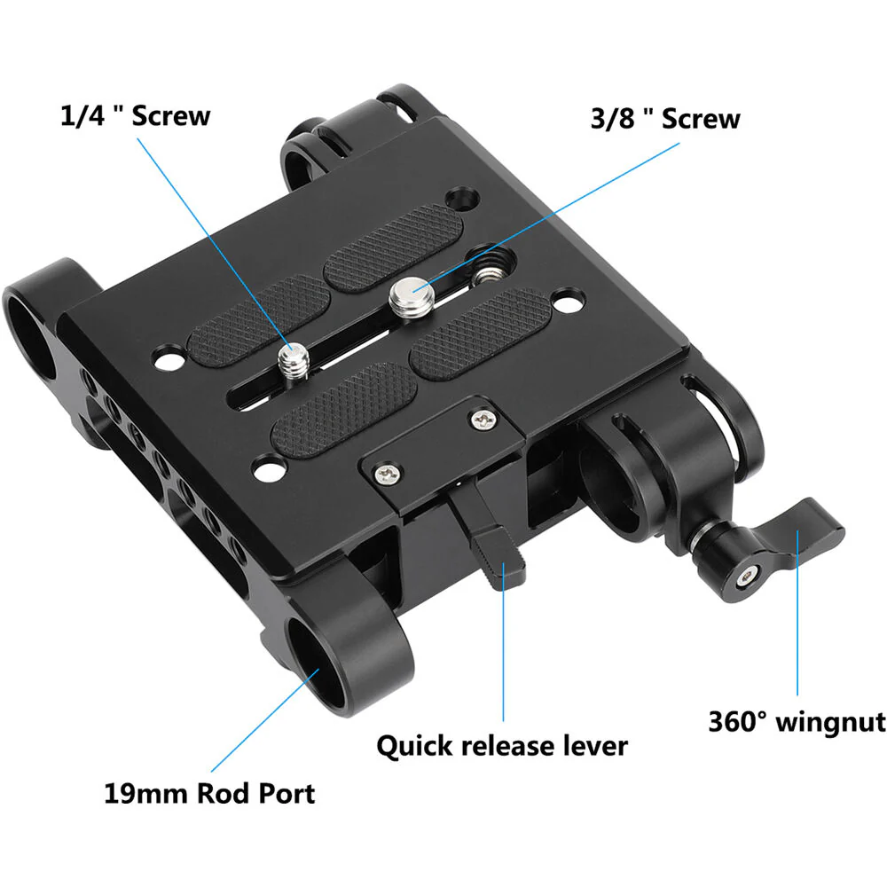 CAMVATE Quick Release ARRI Dovetail Baseplate with 19mm Studio Rods - Image 5
