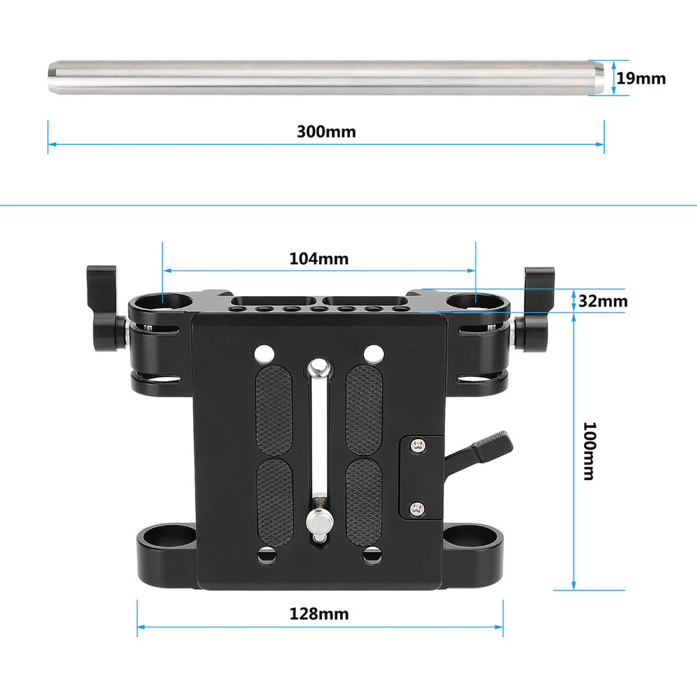 CAMVATE Quick Release ARRI Dovetail Baseplate with 19mm Studio Rods - Image 6