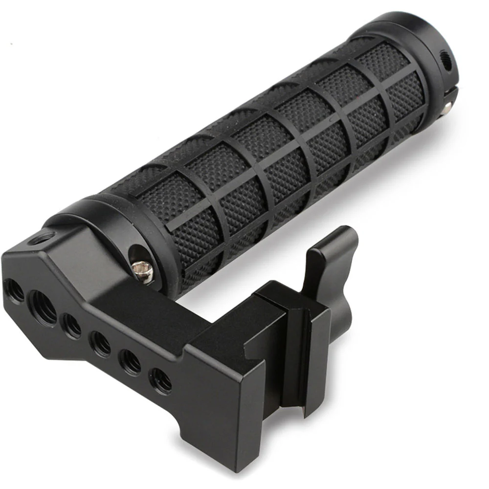 CAMVATE Quick Release Black Rubber Grip Handle with 100mm NATO Rail (Black Wingnut) - Image 4