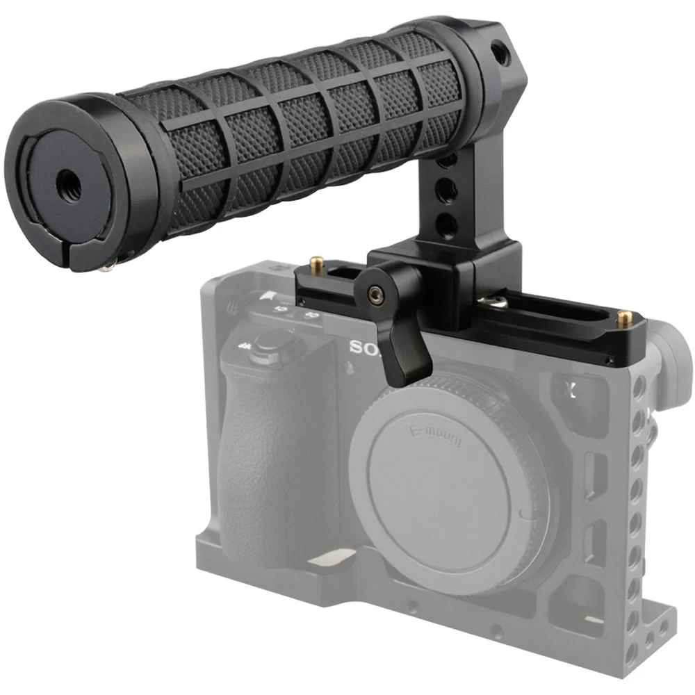 CAMVATE Quick Release Black Rubber Grip Handle with 100mm NATO Rail (Black Wingnut) - Image 5