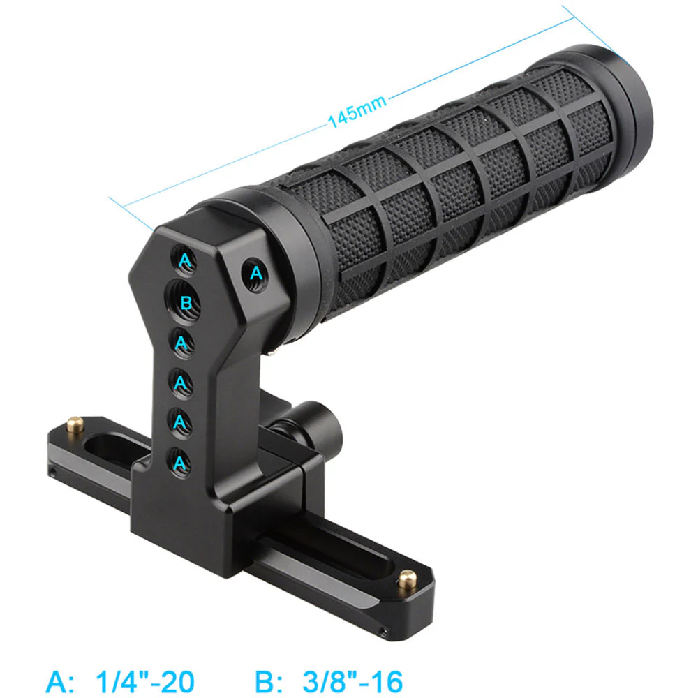 CAMVATE Quick Release Black Rubber Grip Handle with 100mm NATO Rail (Black Wingnut) - Image 7