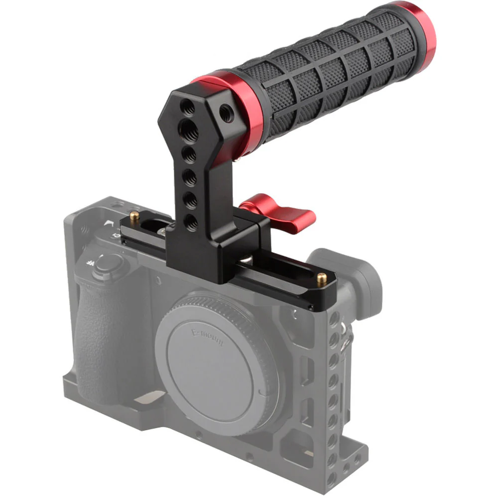 CAMVATE Quick Release Black Rubber Grip Handle with 100mm NATO Rail (Red Wingnut) - Image 6