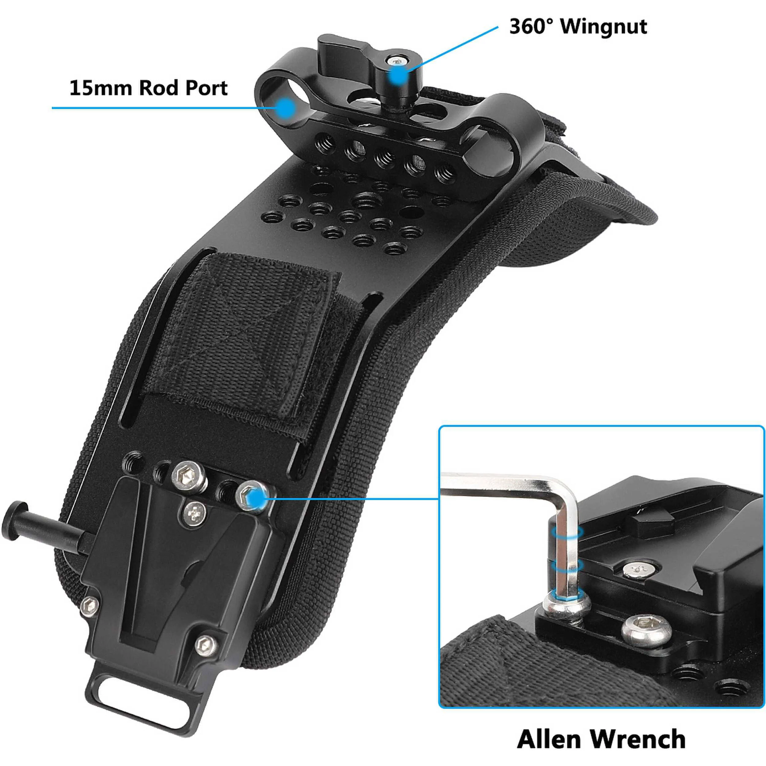 CAMVATE Shoulder Pad with V-Lock Receiver and 15mm LWS Rod Clamp - Image 6