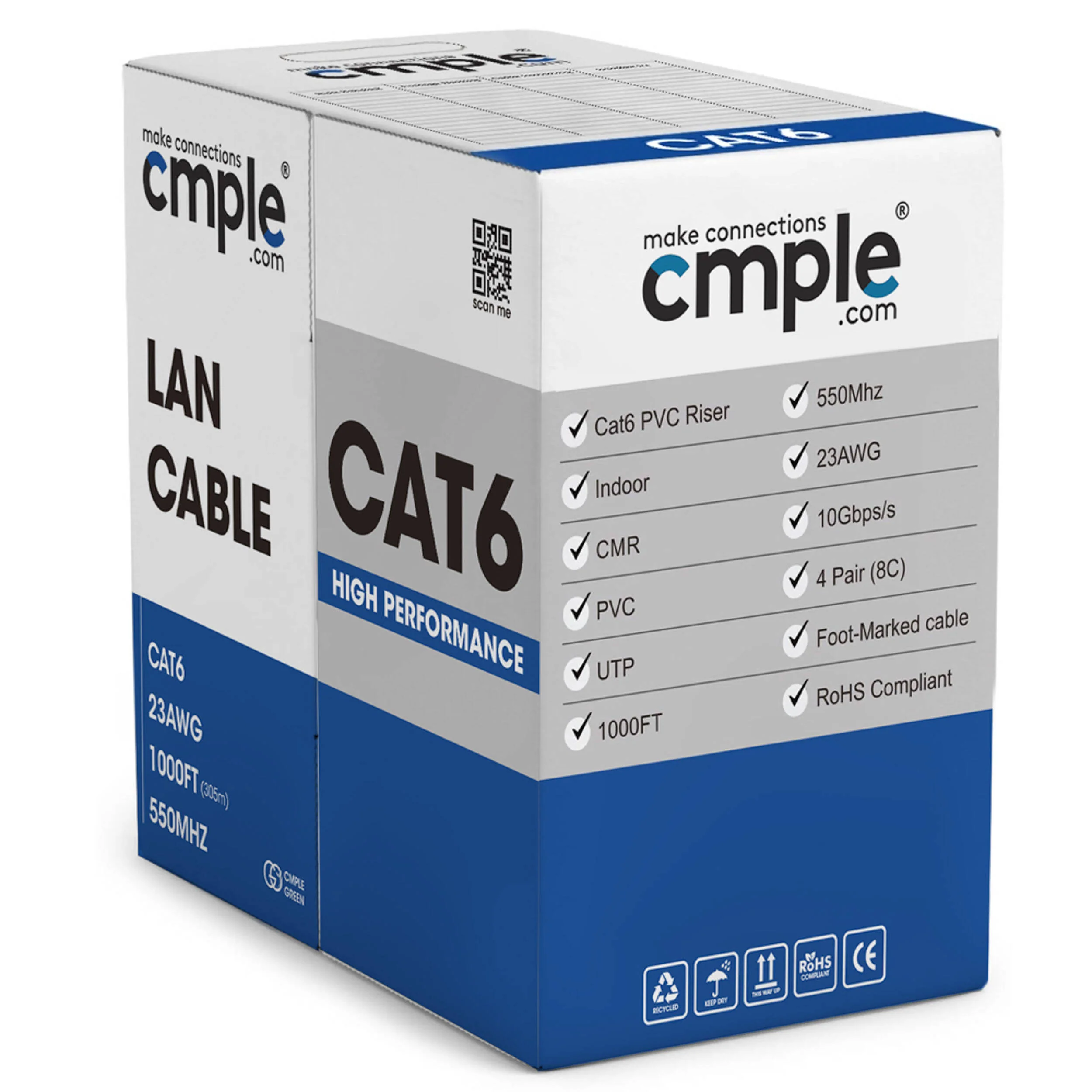 Cmple Cat6 Bulk Ethernet/LAN Cable (1000', Yellow) - Image 4