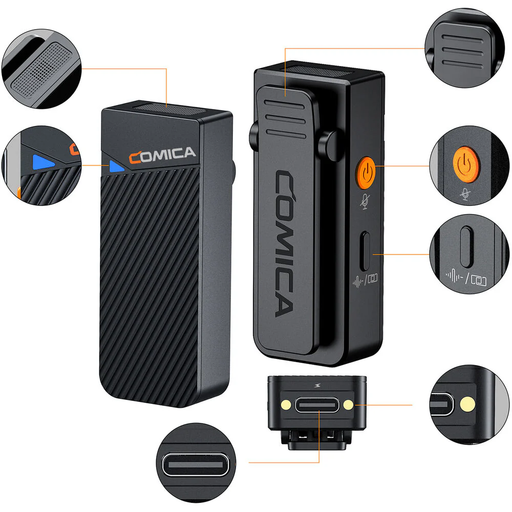 Comica Audio Vimo C3 Mini 2-Person Wireless Microphone System for Cameras Smartphones with 3.5mm (Black, 2.4 GHz) - Image 4