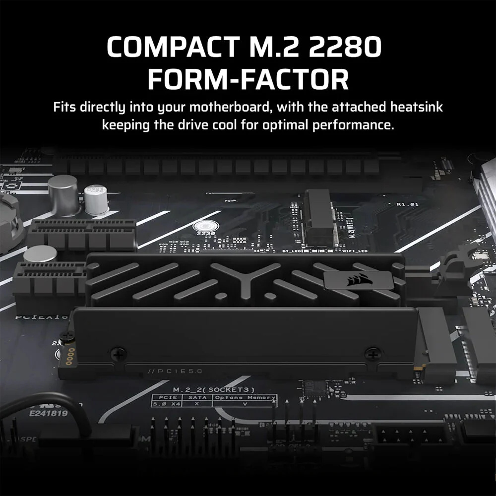 CORSAIR 2TB MP700 ELITE NVMe PCIe 5.0 M.2 Internal SSD with Heatsink - Image 5