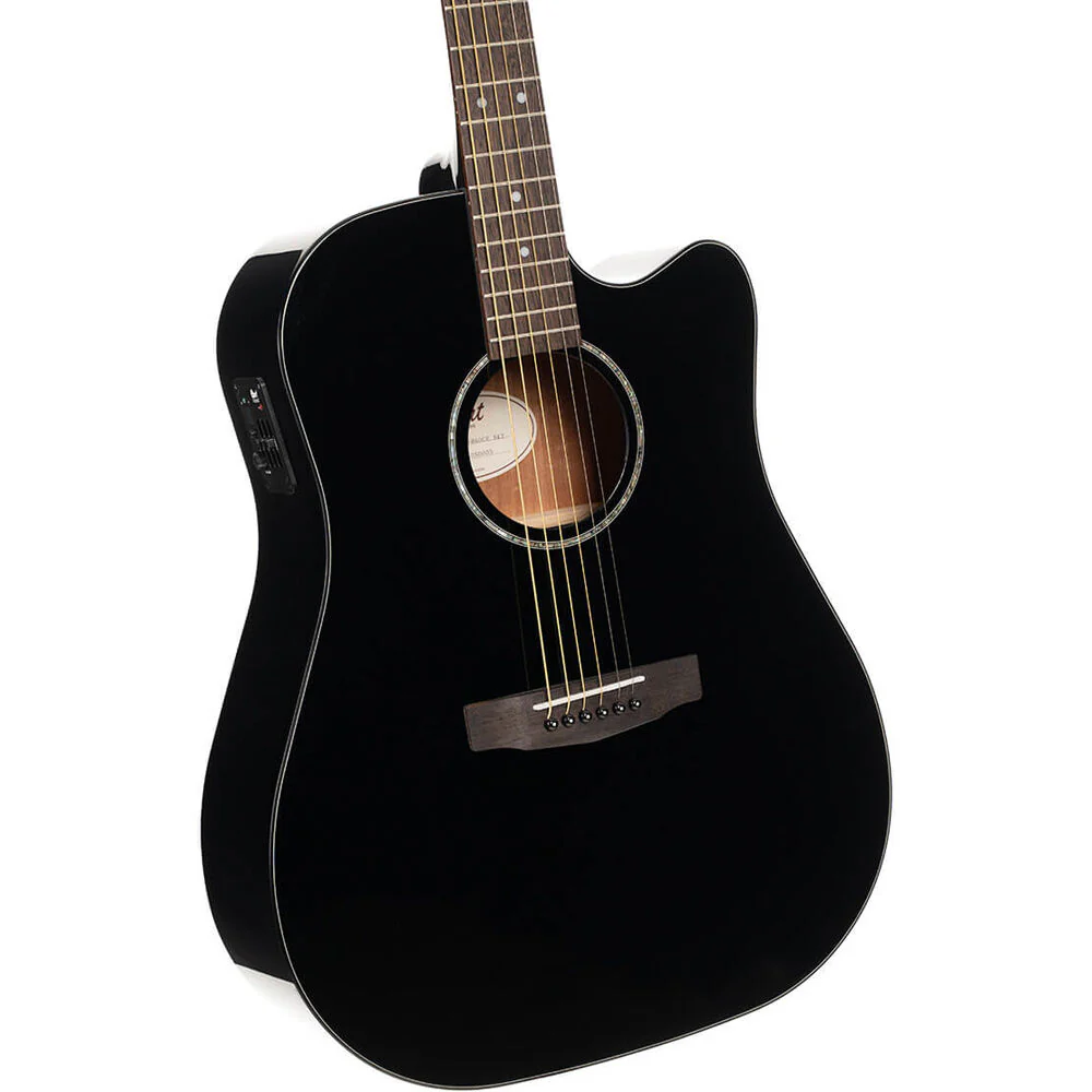 Cort Earth60CE Dreadnought Cutaway (Black Gloss Finish) - Image 3