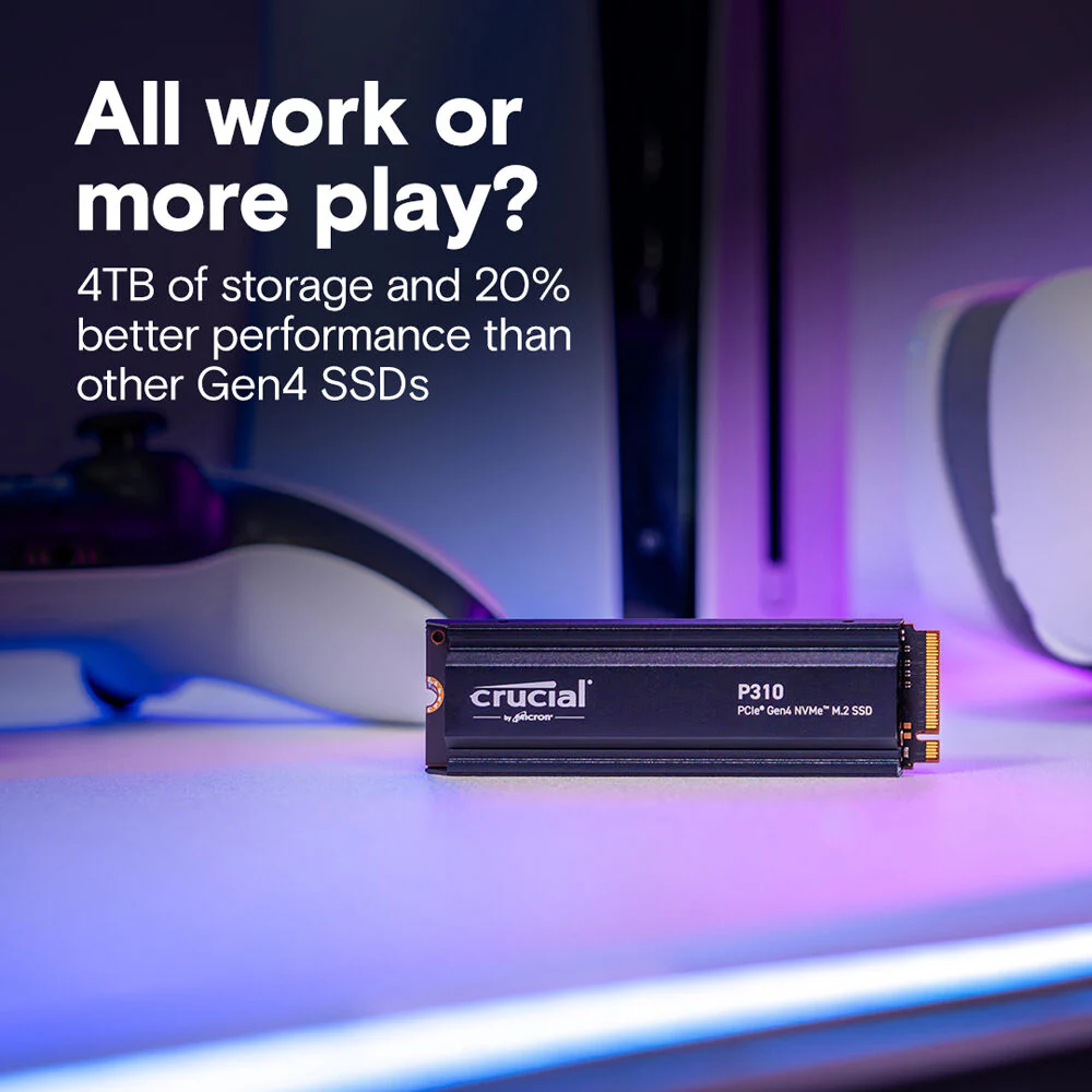 Crucial 4TB P310 NVMe PCIe 4.0 M.2 Internal SSD with Heatsink - Image 3
